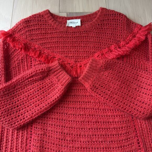 Sezane Gaston Sweater Women's Small Red Wool Cashmere Glam Boho New York - Picture 4 of 9